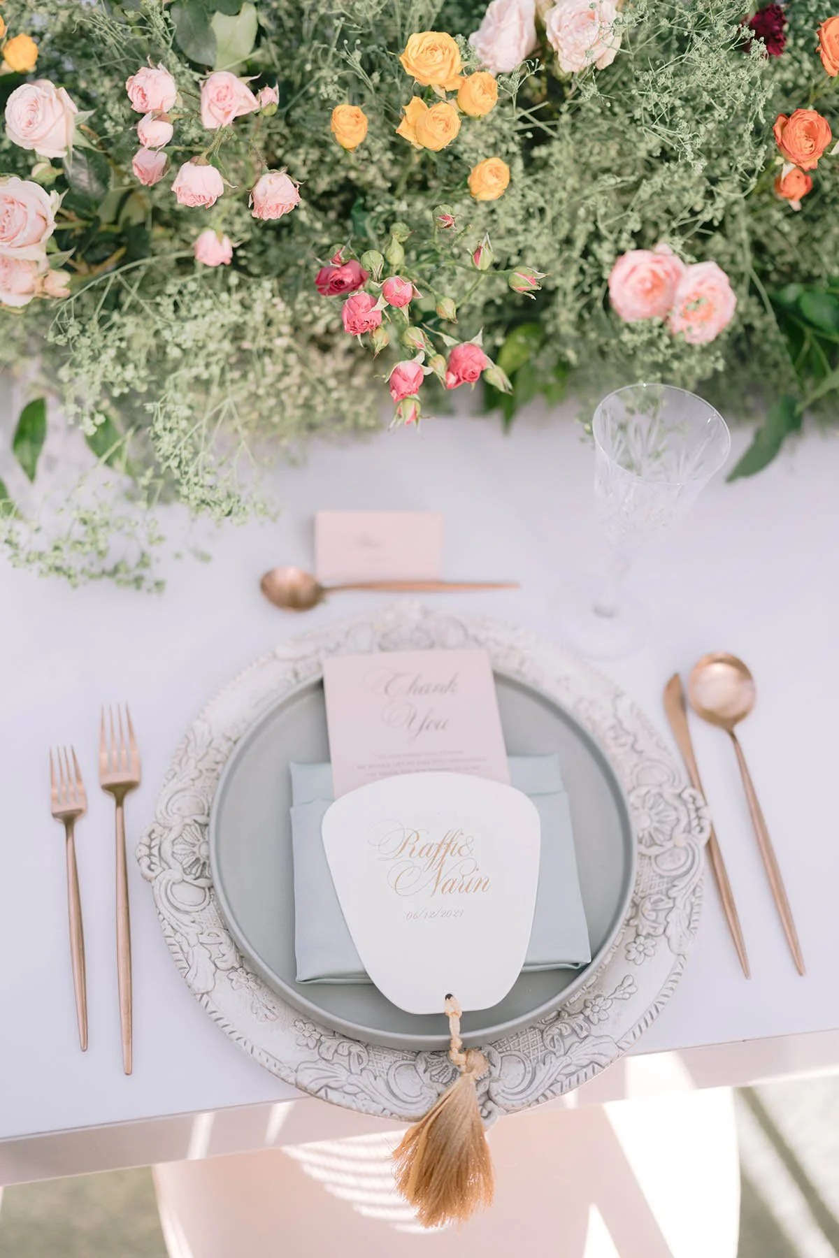 Colorful spring garden wedding florals by Eddie Zaratsian, Los Angeles